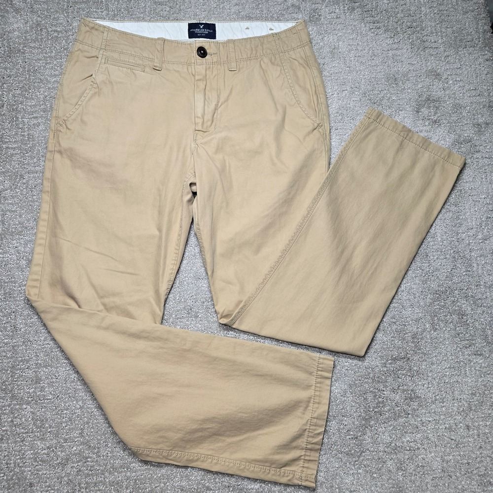 American Eagle Outfitters Mens Khaki Original Straight Chino Pants 32x34 Cotton